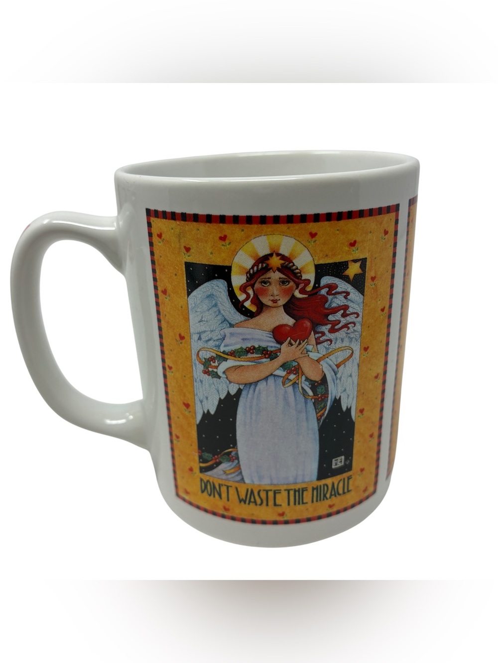 Mary Engelbreit Mug Don't Waste the Miracle Christmas Angel Vintage   Farmhouse